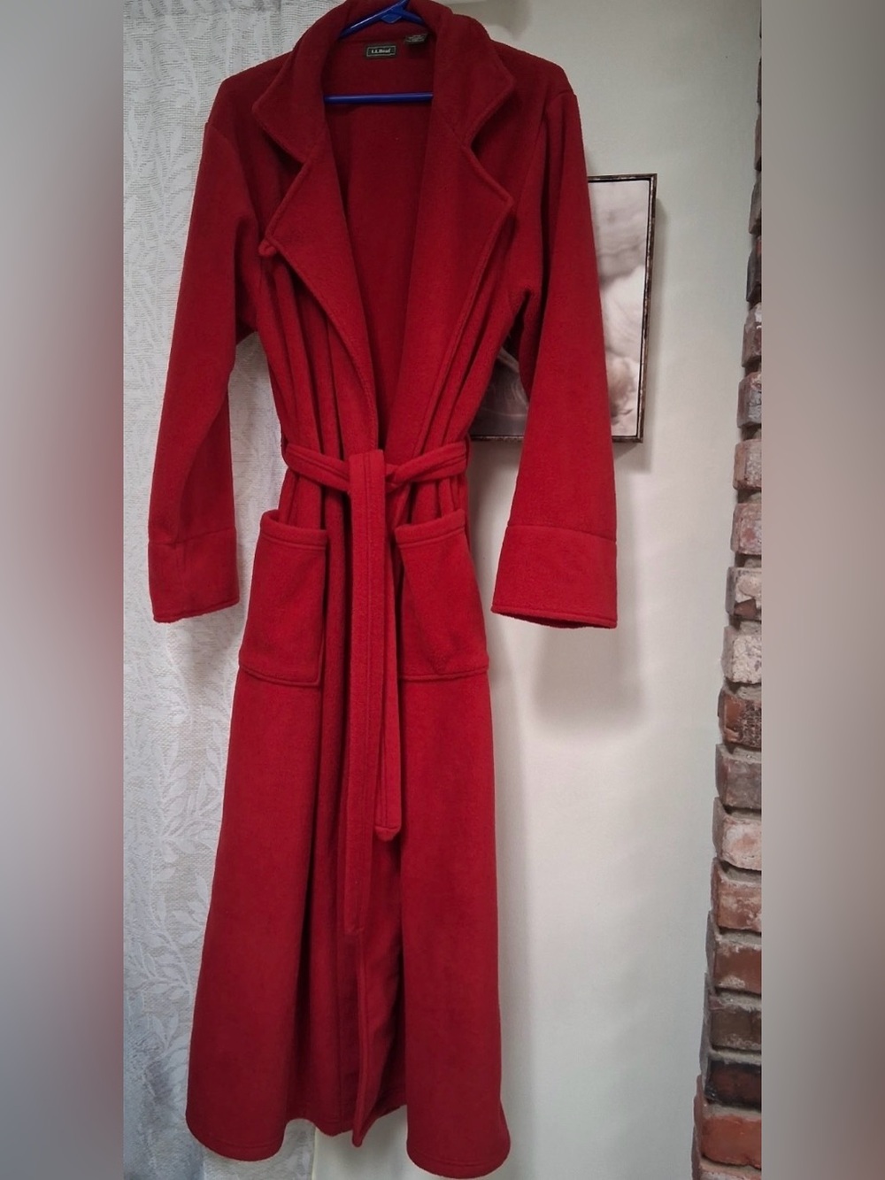 L.L Bean red fleece wrap Robe Women ‘s Meduim Regular l, ND26 Plush Bathrobe